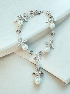 Adjustable Silver Angel Bracelet Memorial, Religious, Spiritual